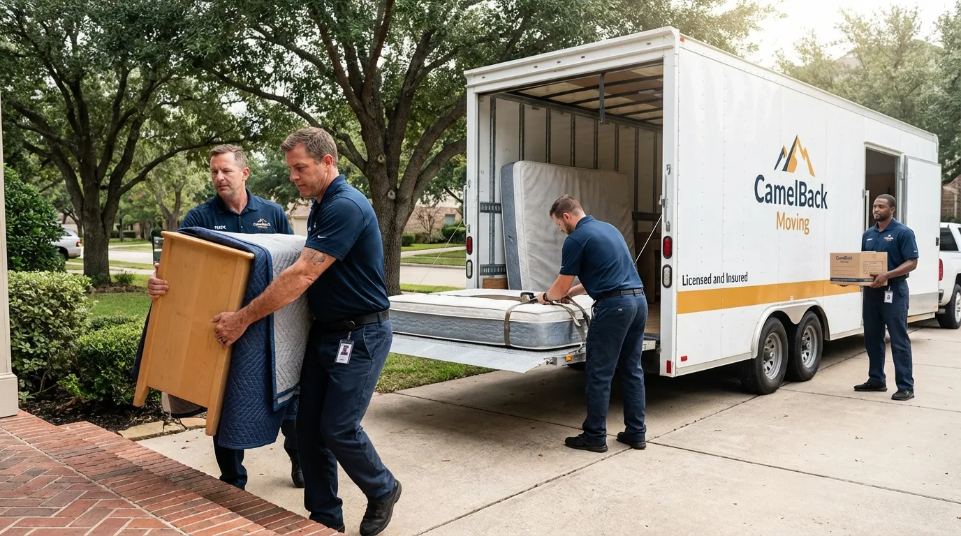 Crew loading residential truck for cross-state move from Rock Hall, MD