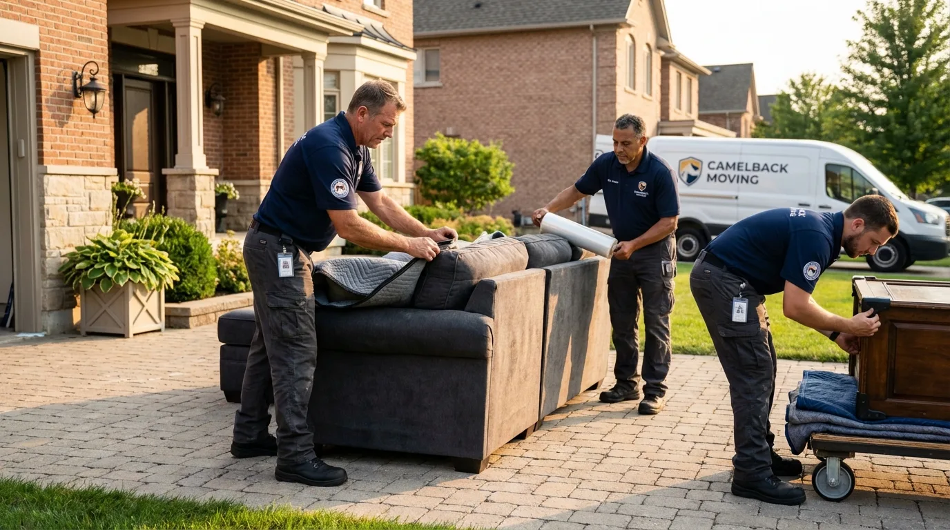 Large estate moving crew wrapping furniture in Rock Hall, MD